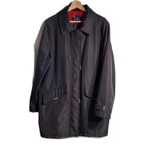 London Fog Lined Black Trench Coat Size Large